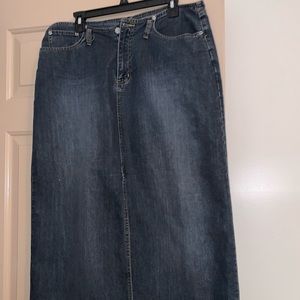 Denim Long Skirt with front split